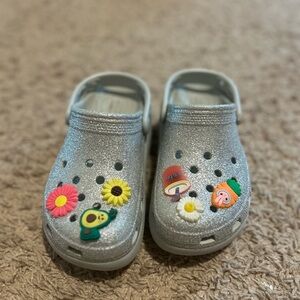 Girls Glitter Platform Crocs with free jibbitz! US Size 1